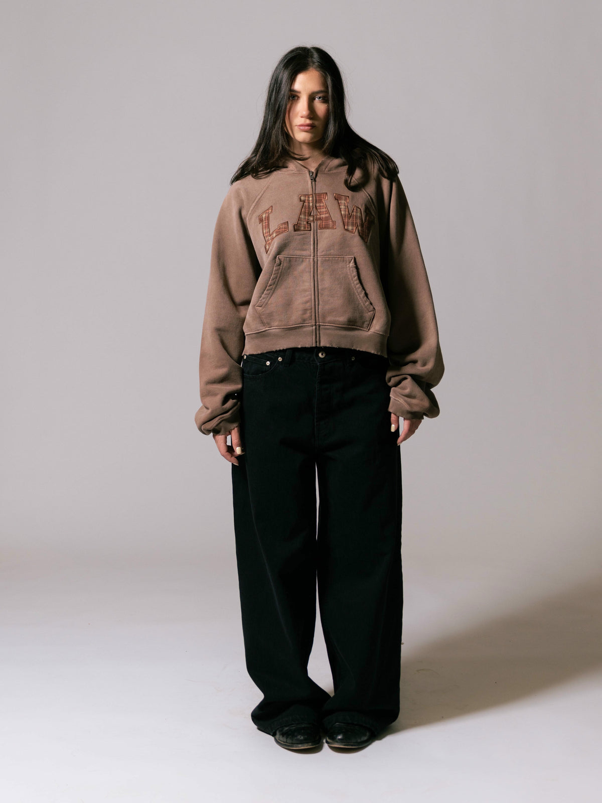 Plaid Law Zip-Up - Vintage Brown