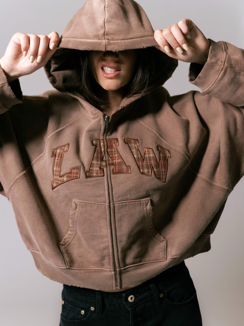 Plaid Law Zip-Up - Vintage Brown back