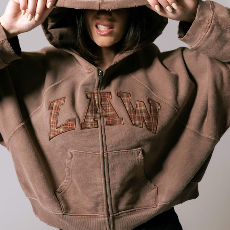 Plaid Law Zip-Up - Vintage Brown back