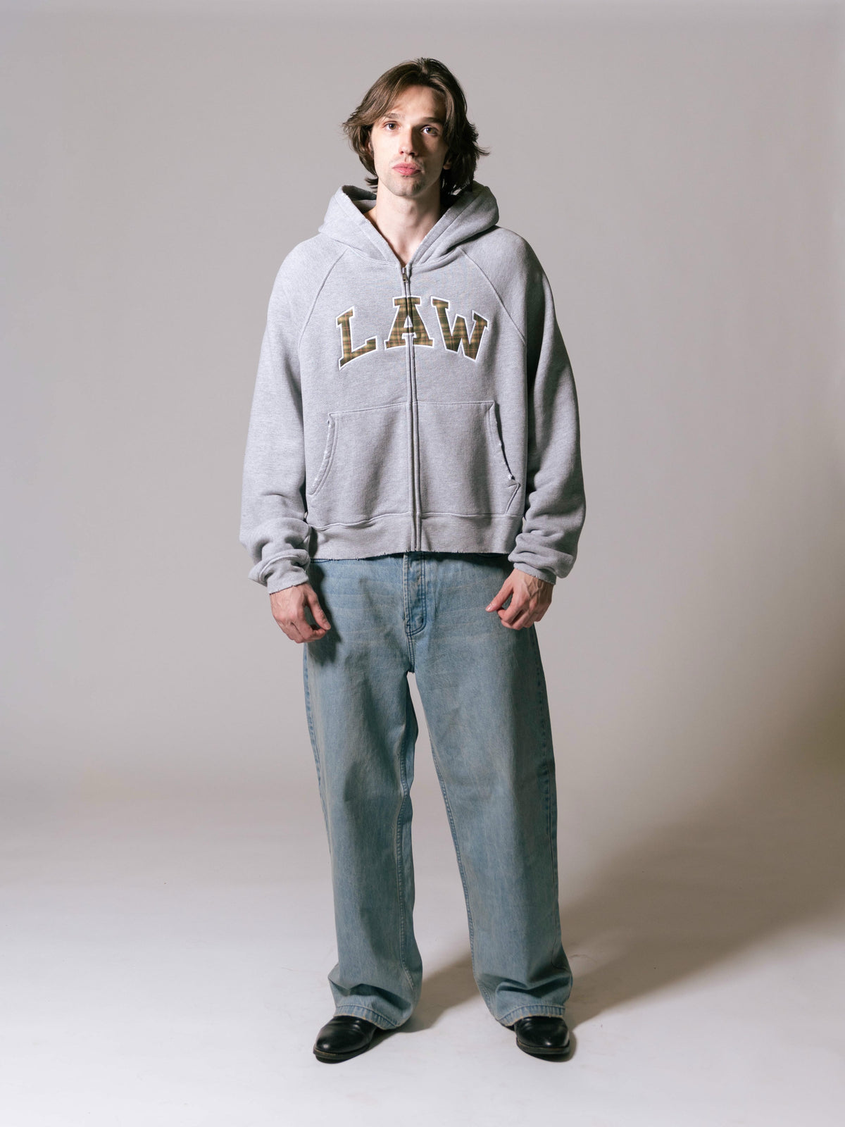 Plaid Law Zip-Up - Heather Grey
