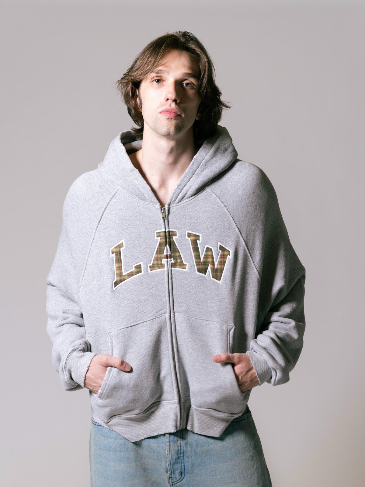 Plaid Law Zip-Up - Heather Grey