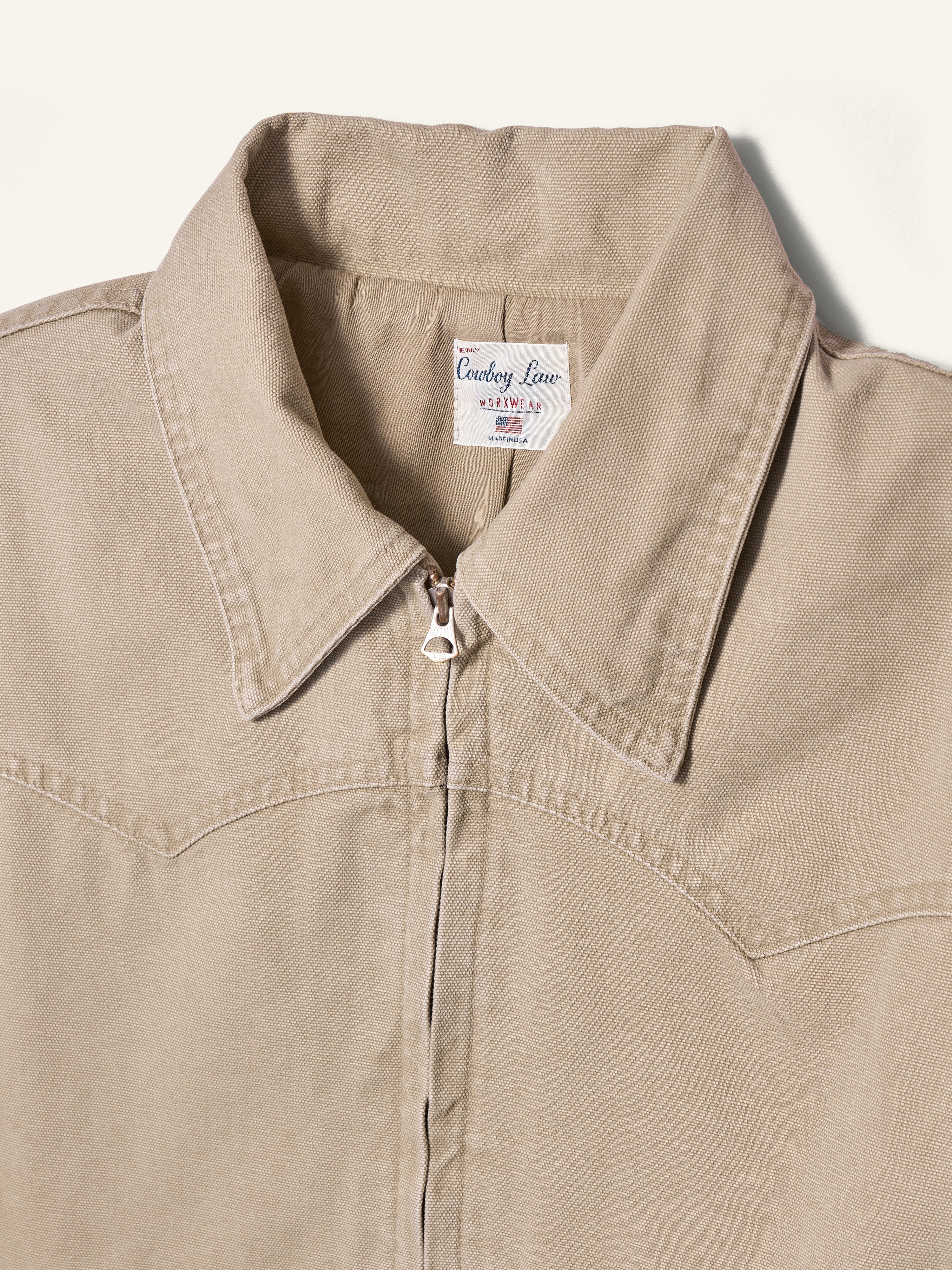 Western Jacket in Khaki, Stonewashed Canvas Jacket | Cowboy Law